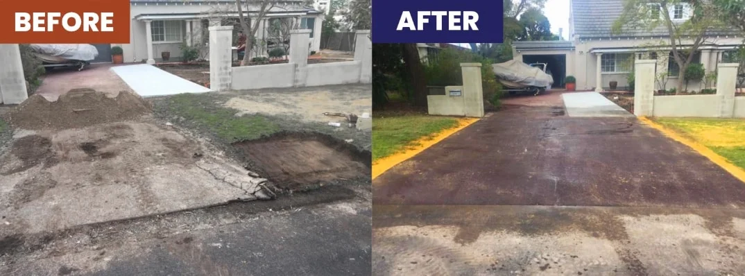 before and after image asphalt driveway crossover